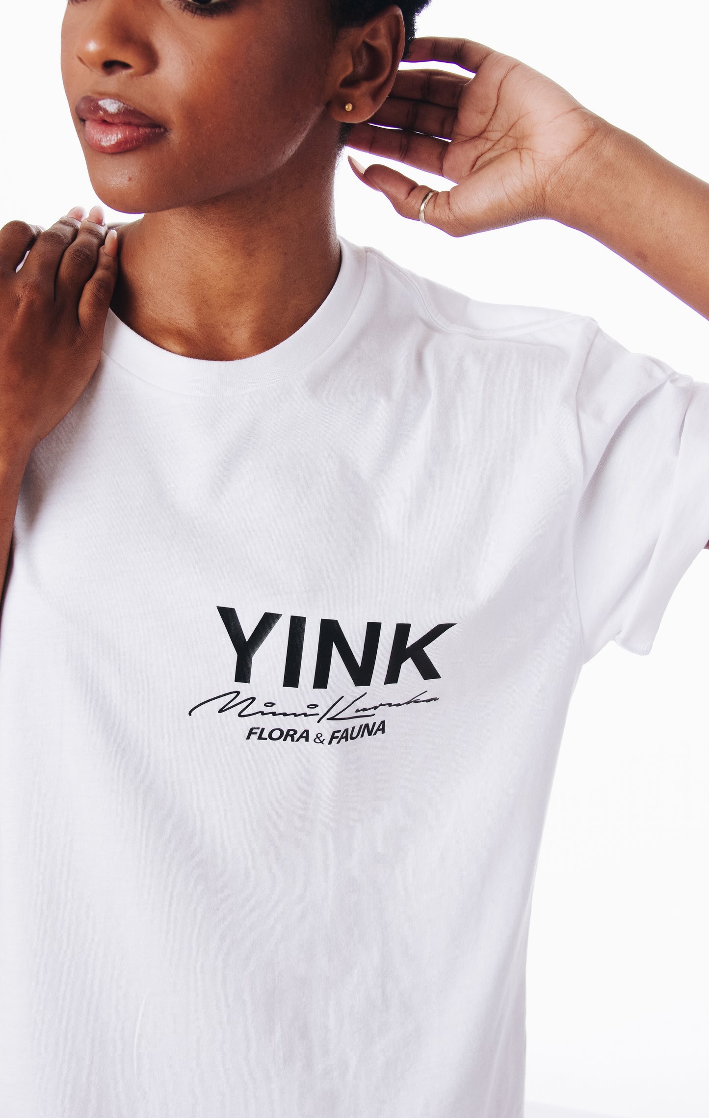 YINK™ c/o Mimi Kuruka: FLORA FAUNA MEN’s Black & White drop shoulder tee collection®.